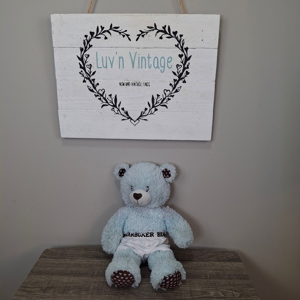 2013 Build-A-Bear‎ Blue Teddy Bear Heart Accents BearBoxer 16.5" Stuffed Animal